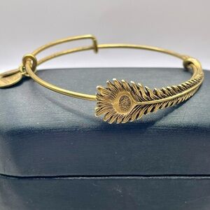 Alex and Ani Peacock Feather Adjustable Bracelet made of Rafaelian Gold